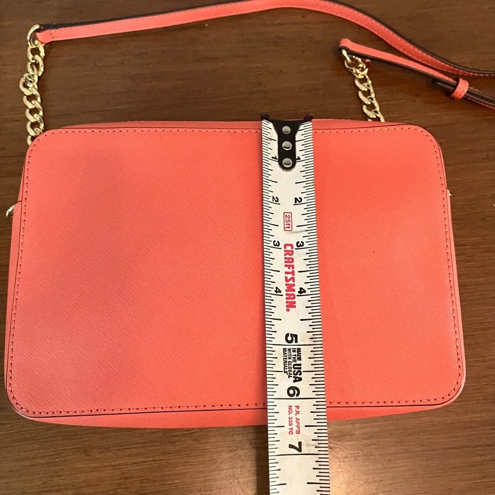 Michael Kors Jet‎ Set East West Crossbody Bag Coral Pink Red Patchwork Saffiano